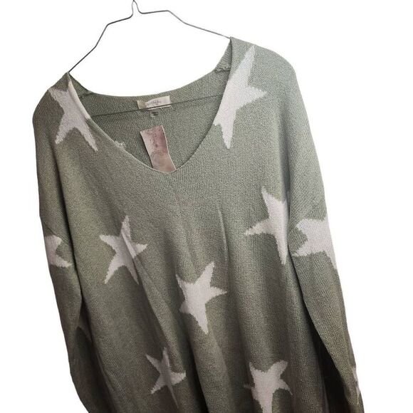 A Beautiful Soul NWT Sage Star V Neck Pullover Lightweight Beach Sweater Size 18 - Picture 7 of 11